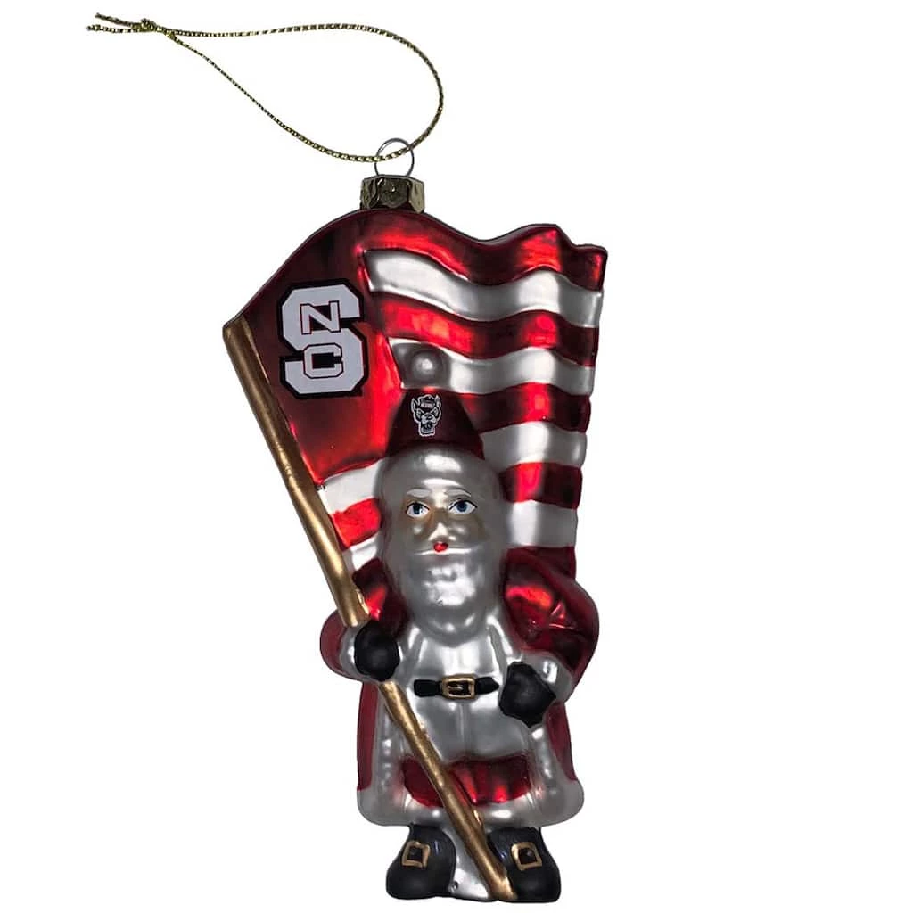 Promo 🎉 Santa's Workshop 6" North Carolina State University Santa With Flag Ornament by SantasWorkshop ⌛