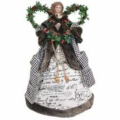 Brand new 💯 Santa's Workshop 16" Houndstooth Scroll Angel Tree Topper by SantasWorkshop ⌛