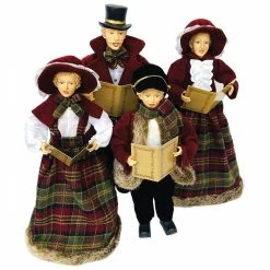 Flash Sale 🎁 Santa's Workshop Burgundy Plaid Carolers Set by SantasWorkshop 🌟