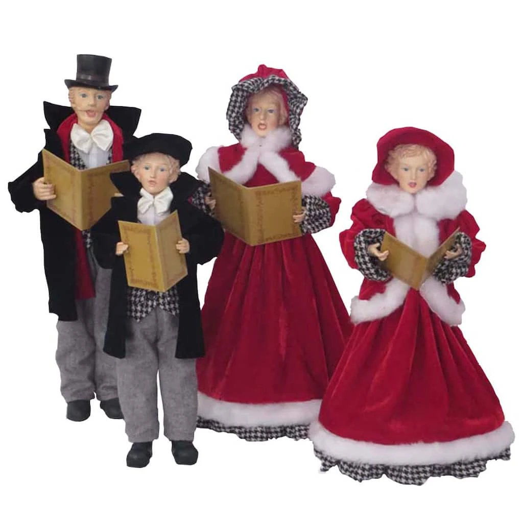 Deals ๐ Santa's Workshop Black & Red Houndstooth Carolers Set by SantasWorkshop ๐