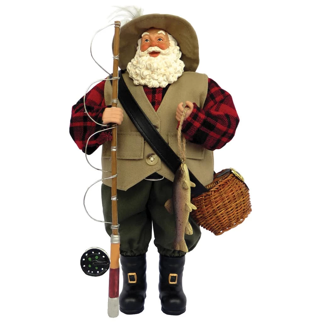 Budget 🔔 Santa's Workshop 12" Fly Fishing Santa Figurine by SantasWorkshop 🔥