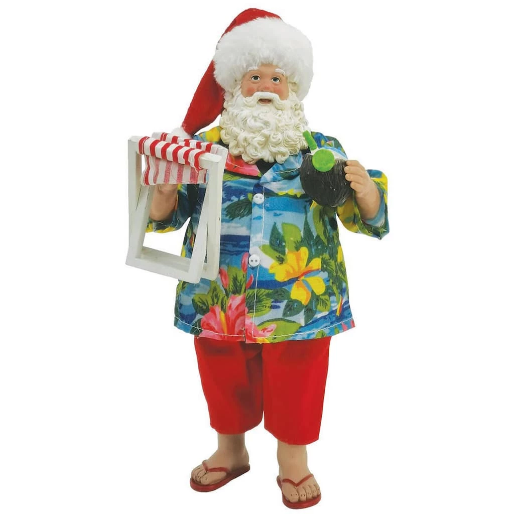 New โ๏ธ Santa's Workshop 10" Beach Santa & Chair Figurine by SantasWorkshop ๐งจ