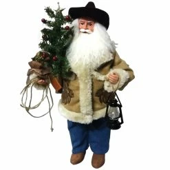 New 🌟 Santa's Workshop 18" Cowboy Santa Holding Tree by SantasWorkshop ❤️