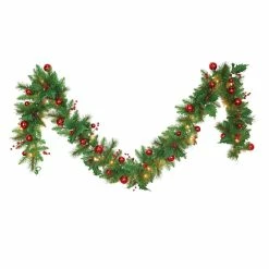 Best Pirce 😍 Santa's Workshop 9ft. Pre-Lit Berry & Red Balls Garland by SantasWorkshop 😍