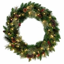 Wholesale ❤️ Santa's Workshop 2.5ft. Pre-Lit Berry & Pinecone Wreath by SantasWorkshop 🤩