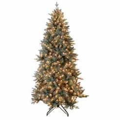 Promo 😍 7.5ft. Pre-Lit Blue Spruce Artificial 🎁 Christmas Tree, Clear Lights by SantasWorkshop 😉