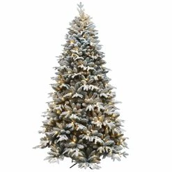 Discount 🤩 7.5ft. Pre-Lit Flocked Artificial 🎅 Christmas Tree, Multicolor Lights by SantasWorkshop 😉