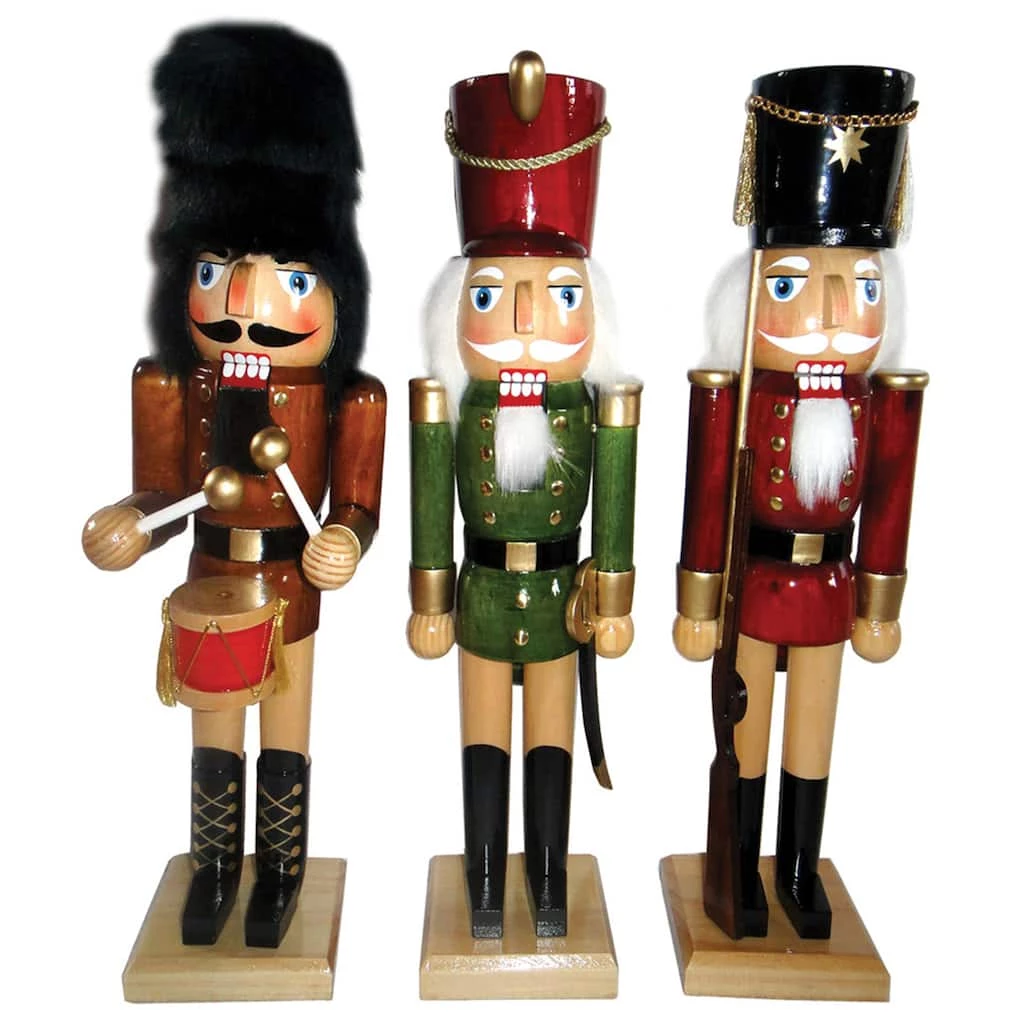 Wholesale ✔️ Santa's Workshop 14" Natural Wood Nutcracker Set, 3ct. by SantasWorkshop 😍