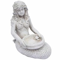 Cheapest ๐ฏ Santa's Workshop 15.6" Antique White Cold Cast Mermaid Bird Bath by SantasWorkshop ๐คฉ