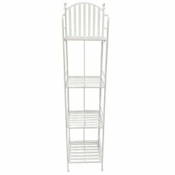 Cheap 🥰 Santa's Workshop 60" Antique White Iron 4-Tier Shelf by SantasWorkshop 🔔