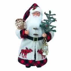 Brand new 👍 15" Plaid Moose Santa Claus Decoration by SantasWorkshop 👏