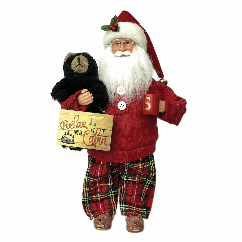 Budget ๐ 15" Relax at the Cabin Santa Claus Decoration by SantasWorkshop โ
