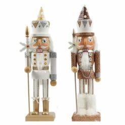 Buy 😉 Santa's Workshop 15" Silver and Gold Snowflake Soldier Nutcracker Set by SantasWorkshop ✨