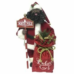 Cheap ๐ฅฐ Santa's Workshop 15" Black North Pole Santa Figurine by SantasWorkshop ๐